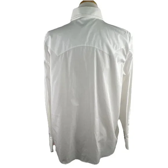 Ralph Lauren Size 1X Western Yoke Cowgirl Shirt Pearl Snap White Cotton Cowboy - Picture 6 of 10